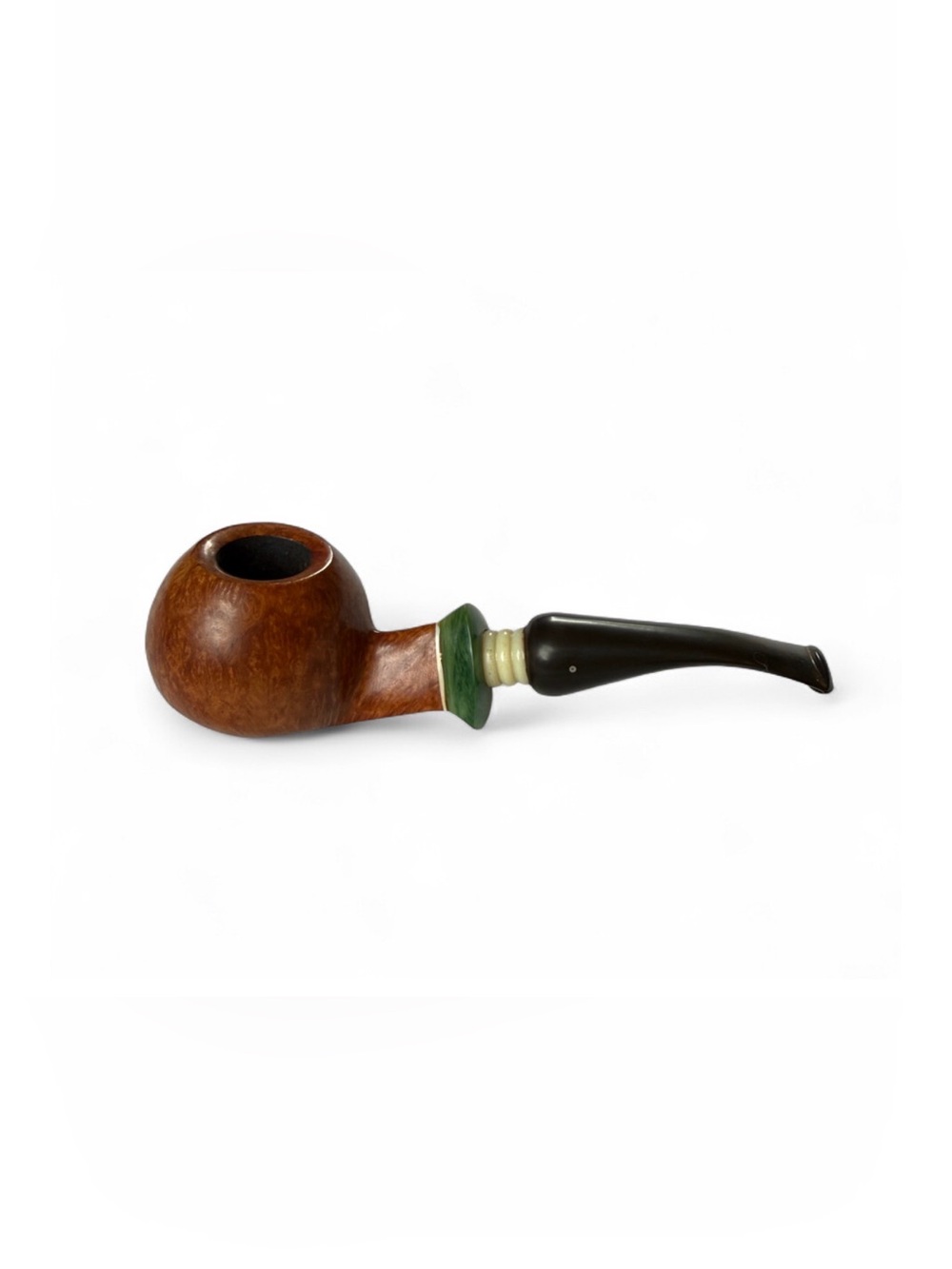 Mastro beraldi Classic Brown Briar wood Smoking Pipe Green Accent gift Italy